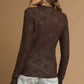 LACE SHEER BROWN LS TOP