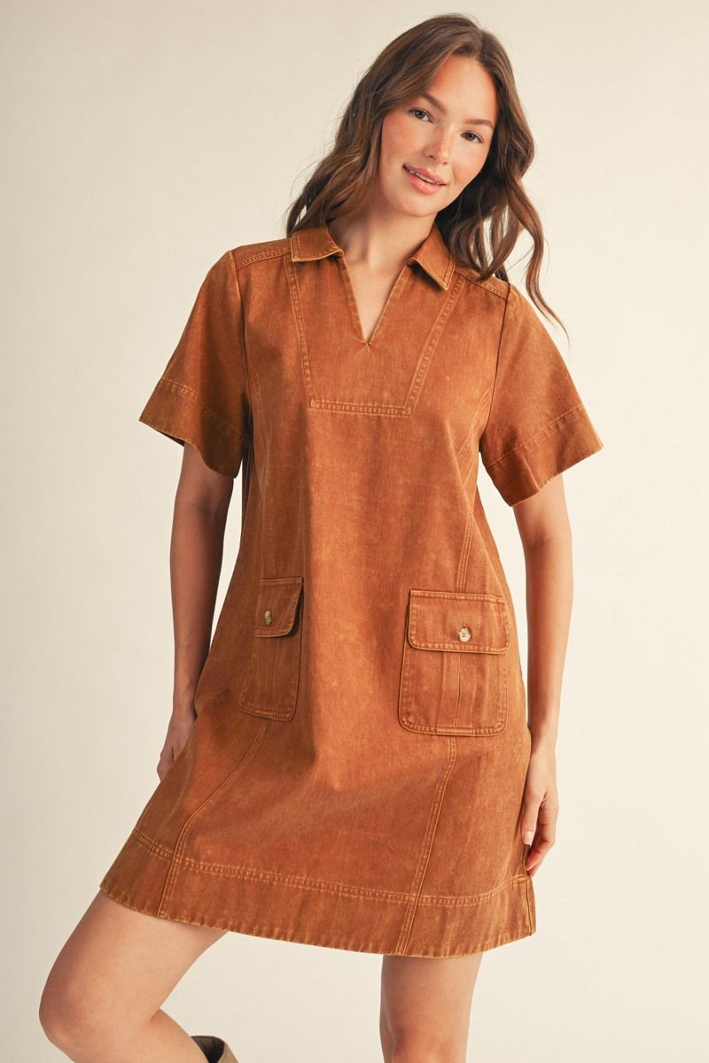 CAMEL FALL POCKET DRESS