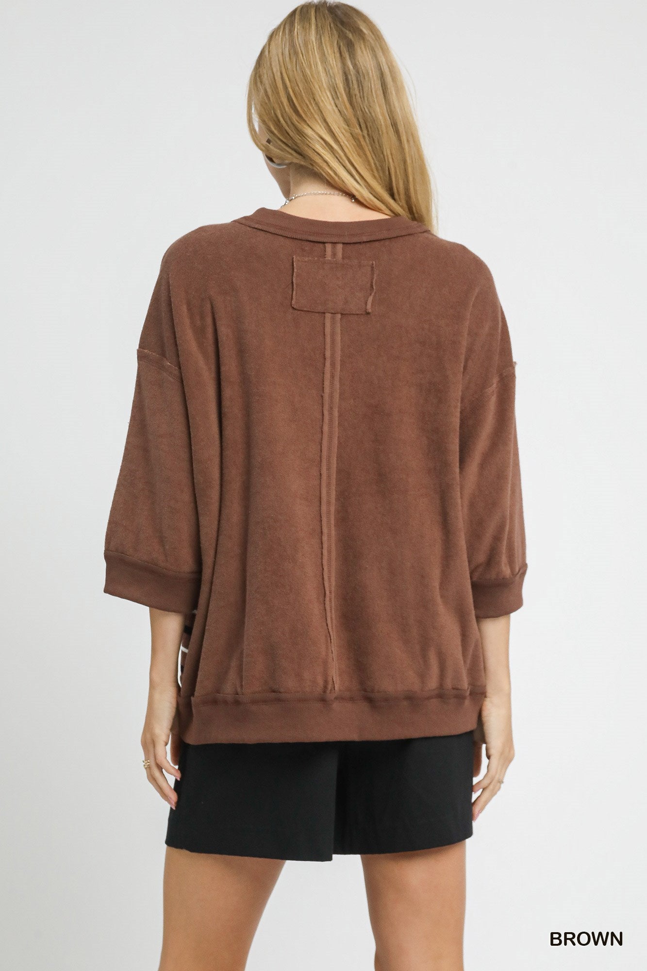 BROWN STRIPE TOWEL TOP
