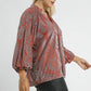 VELVET DUSTY ROSE DAMASK TOP