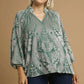 VELVET SAGE DAMASK TOP