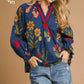 OPEN COLLAR FLORAL TOP