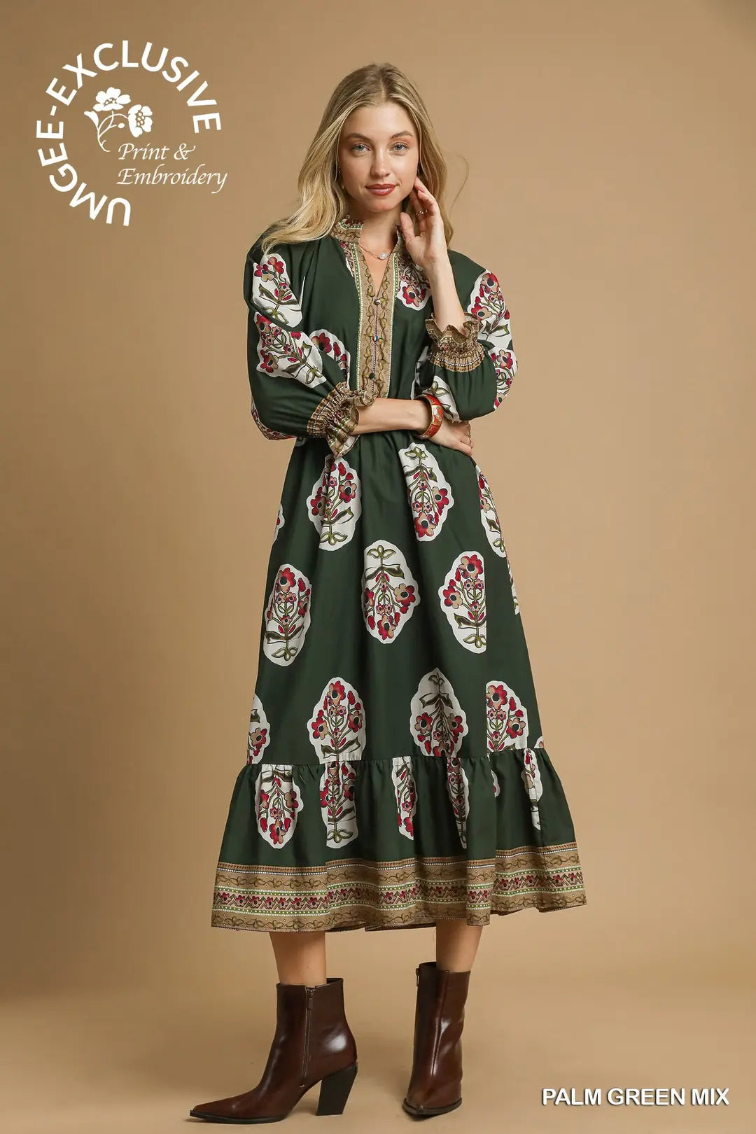 FLOWER PATCH MIDI DRESS
