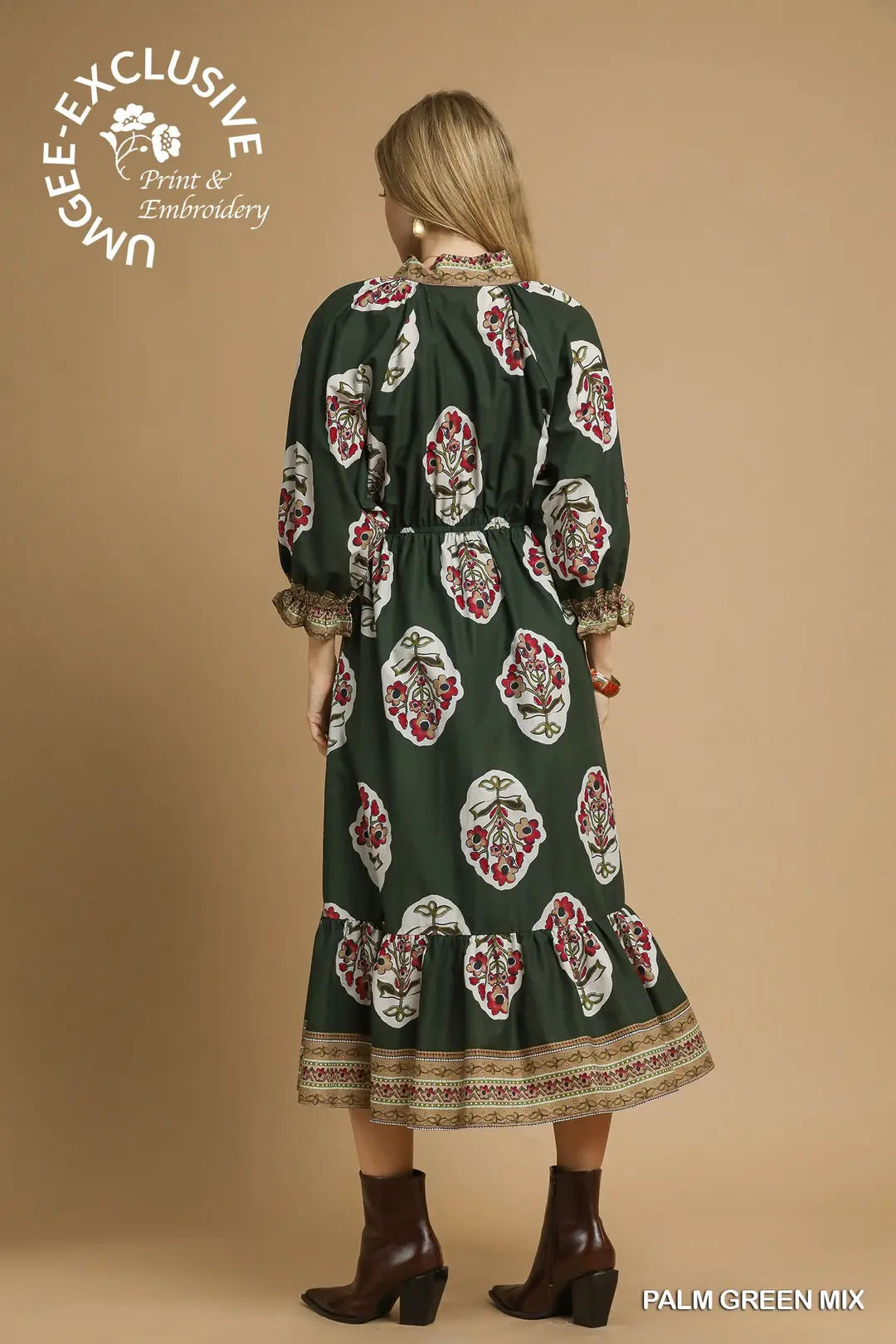FLOWER PATCH MIDI DRESS