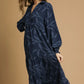 HIGH RUFFLE NECK NAVY DRESS