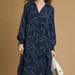 HIGH RUFFLE NECK NAVY DRESS