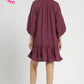 FLOWER STEM EMB PLUM DRESS