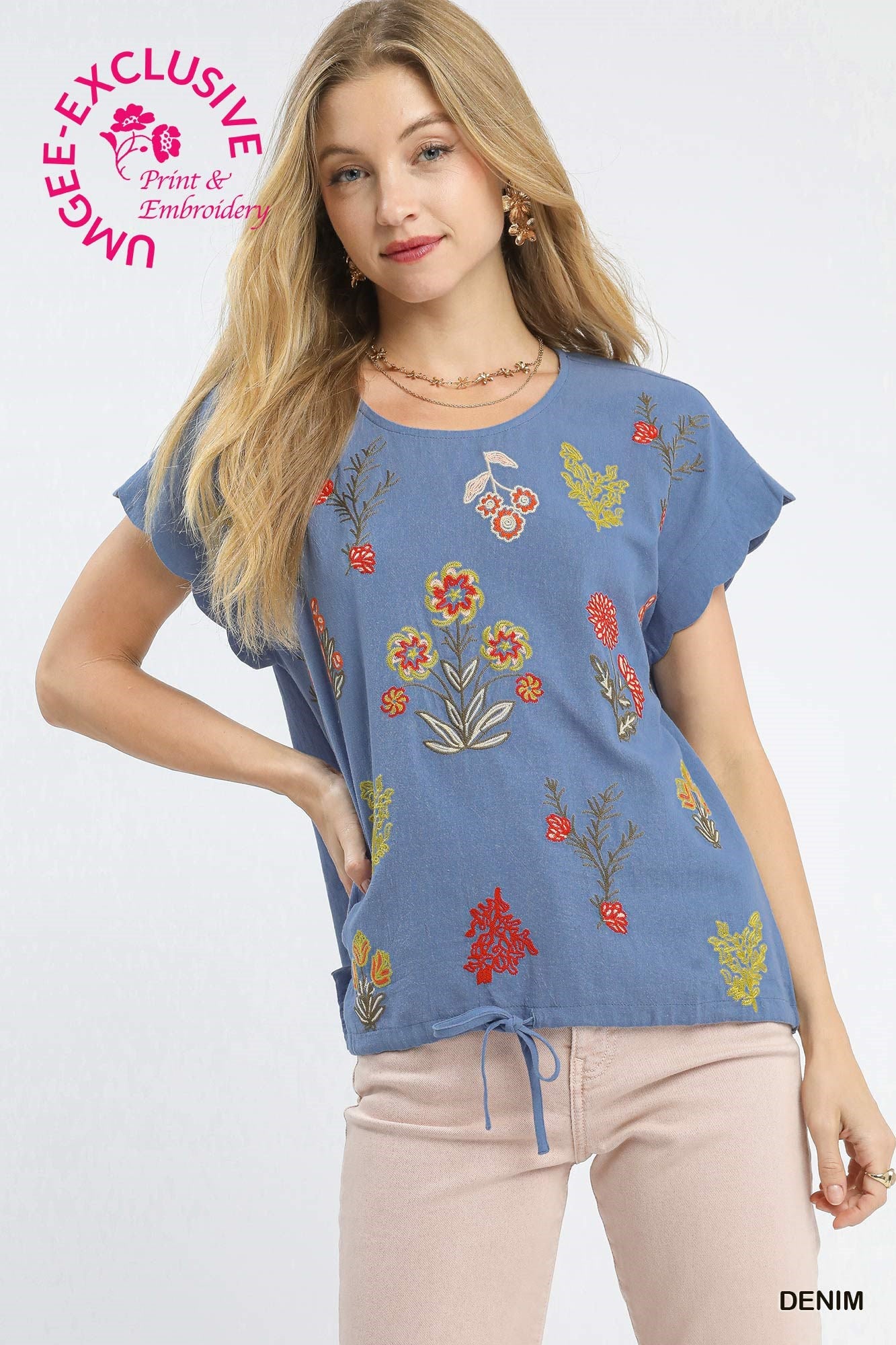DENIM BOTANICAL TOP