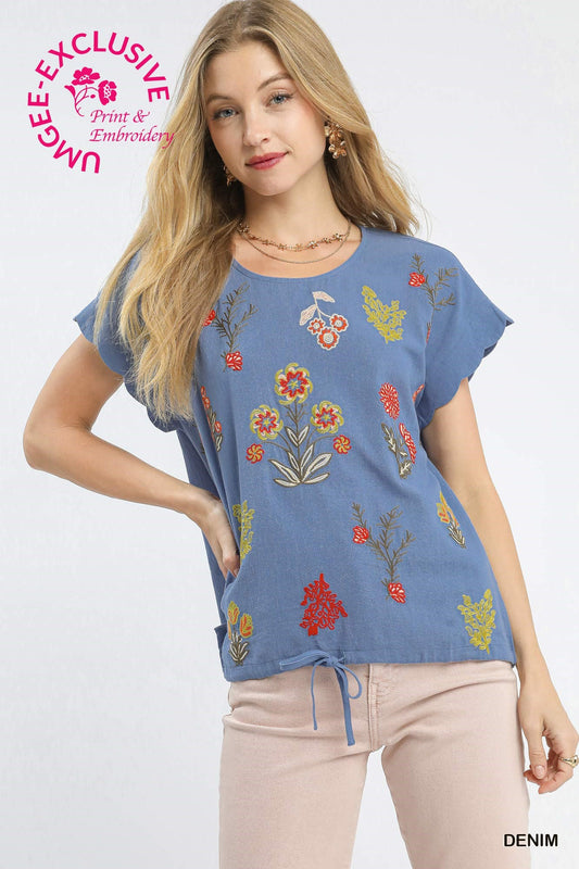 DENIM BOTANICAL TOP