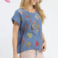 DENIM BOTANICAL TOP