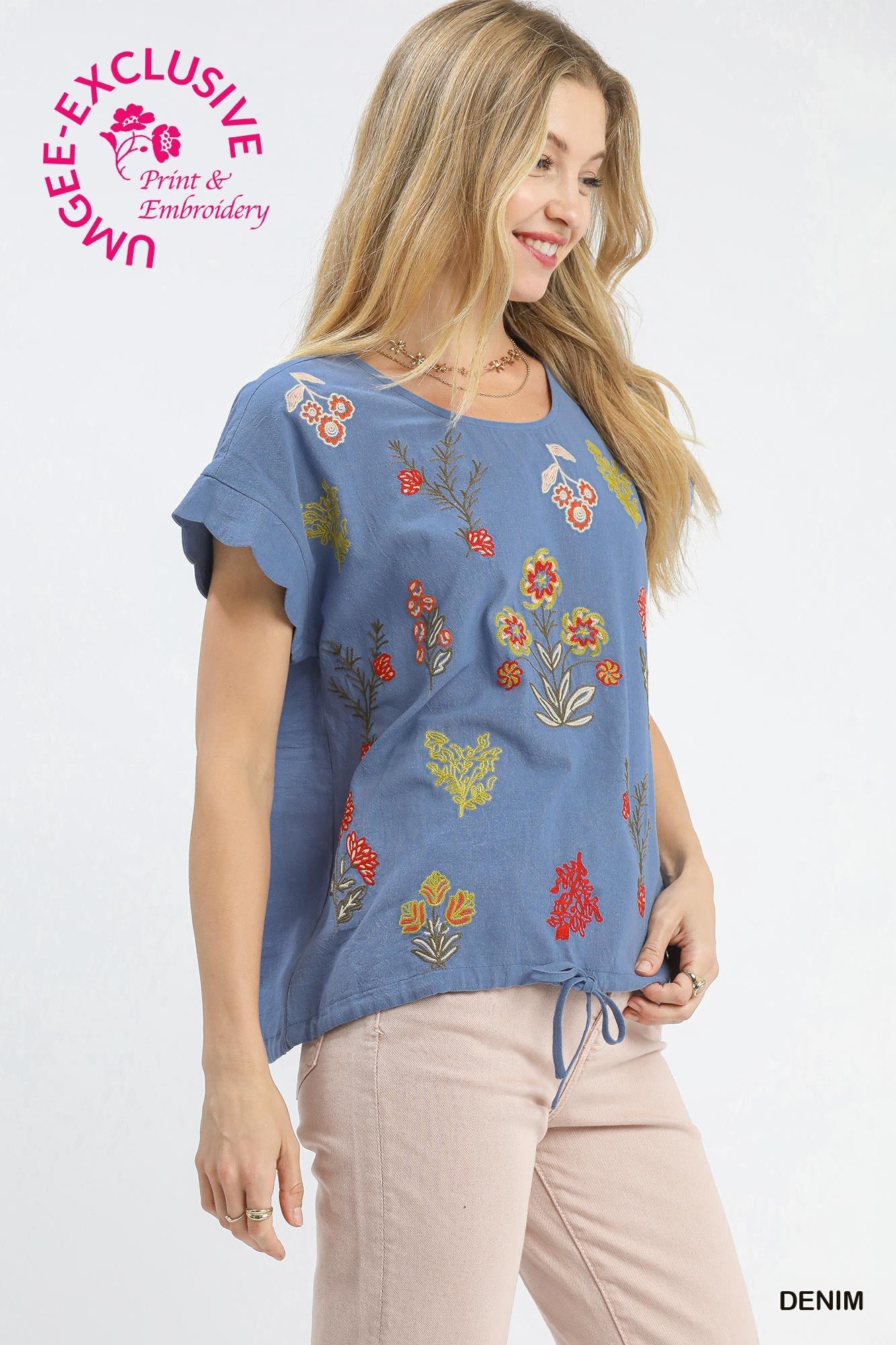 DENIM BOTANICAL TOP