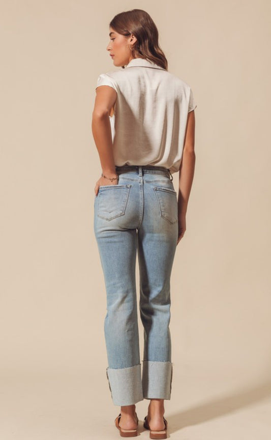 Cuff Slim Fit Mid Rise Jean