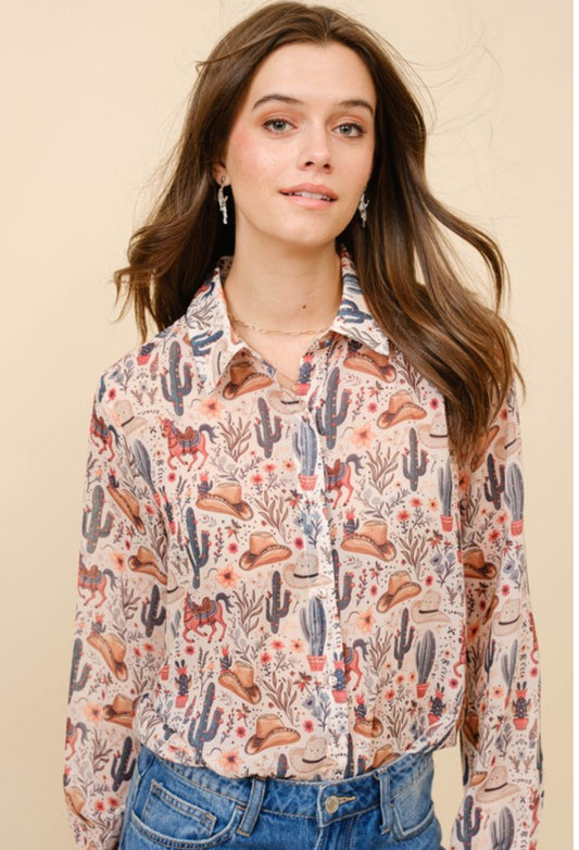 Western Chiffton Button Up