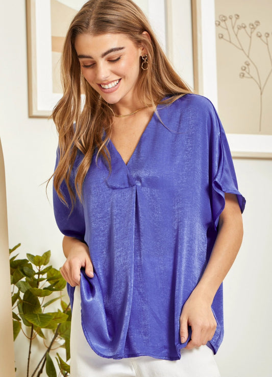 Solid Blue Shimmer Top