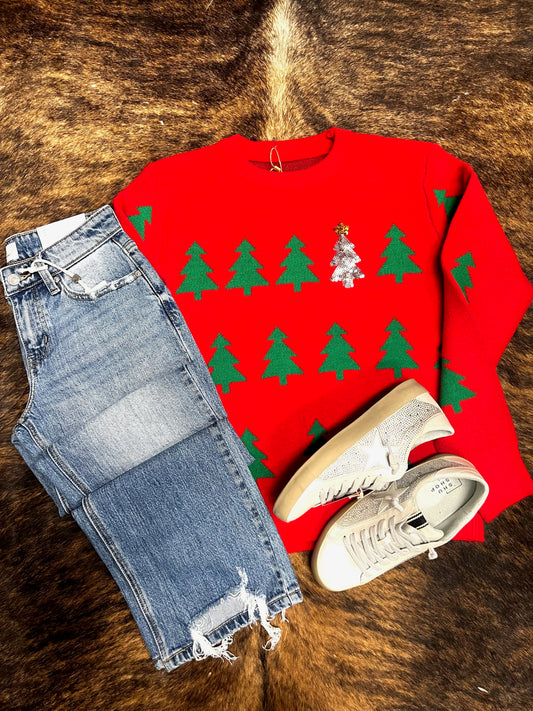 CHRISTMAS TREE GLITTER SWEATER