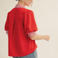 CONTRAST STRIPE RED TOP