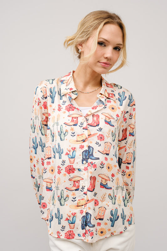 WESTERN MOTIF PRINT LS