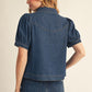 DENIM EMB ACCENT TOP