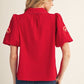 EMB TRIM SCALLOP RED TOP