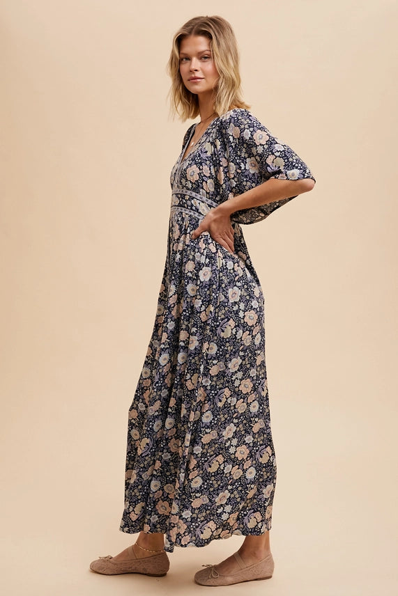 FLUTTER FLORAL MAXI DRESS