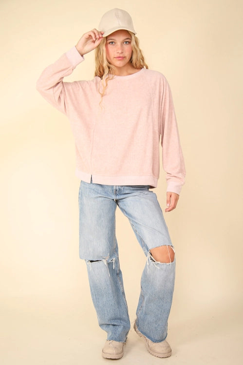 BASIC BLUSH LS SWEATER