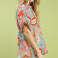WOMENS BLUE MIX SS TOP