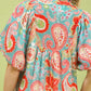 WOMENS BLUE MIX SS TOP