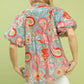 WOMENS BLUE MIX SS TOP