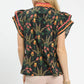 MIX FLORAL TRIM BLACK MIX TOP