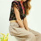MIX FLORAL TRIM BLACK MIX TOP