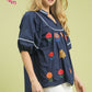 FLOWER LOVE NAVY TOP