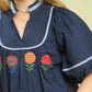 FLOWER LOVE NAVY TOP