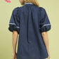 FLOWER LOVE NAVY TOP