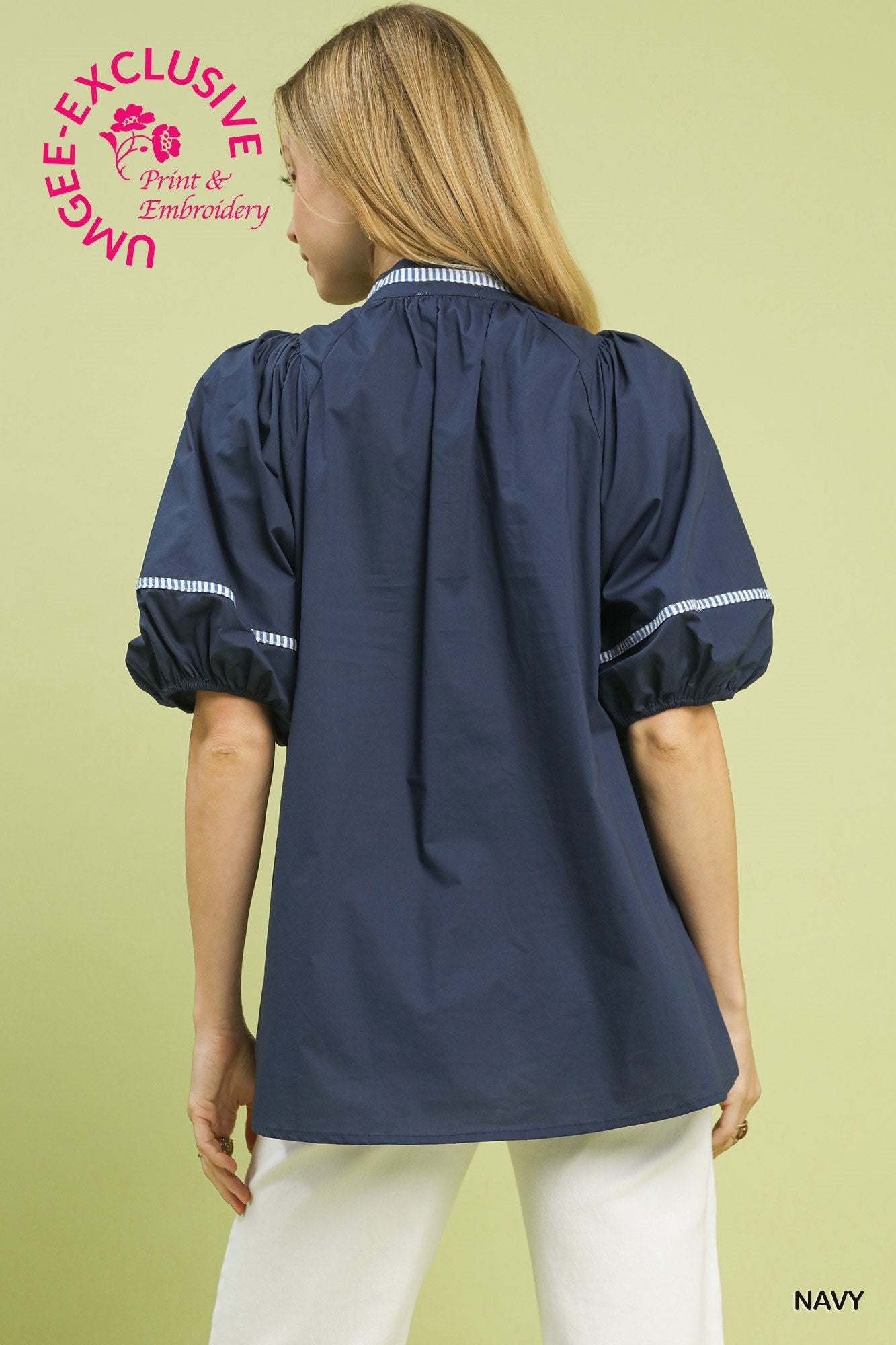 FLOWER LOVE NAVY TOP