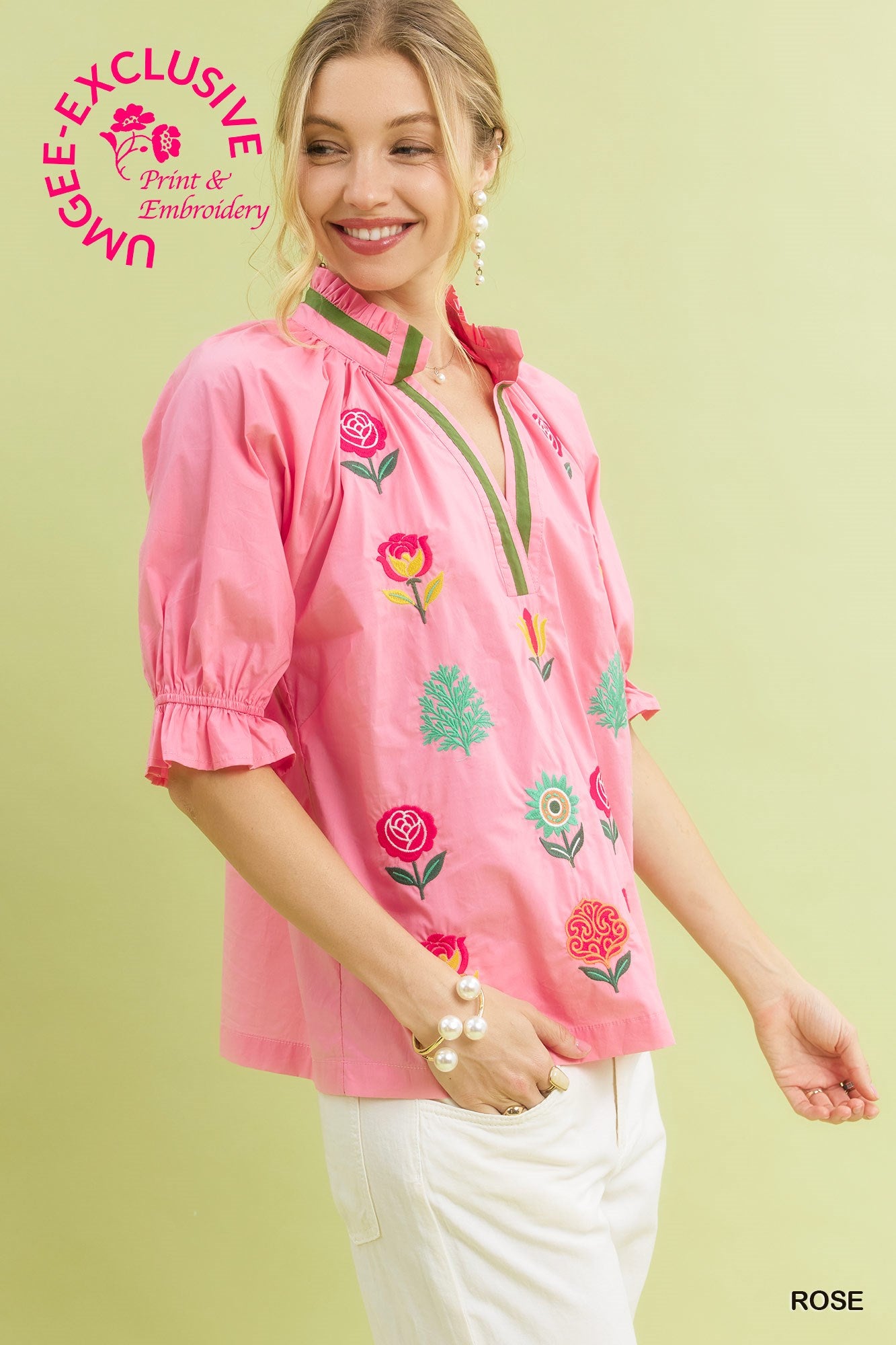 EMB FLORAL ROSE TOP