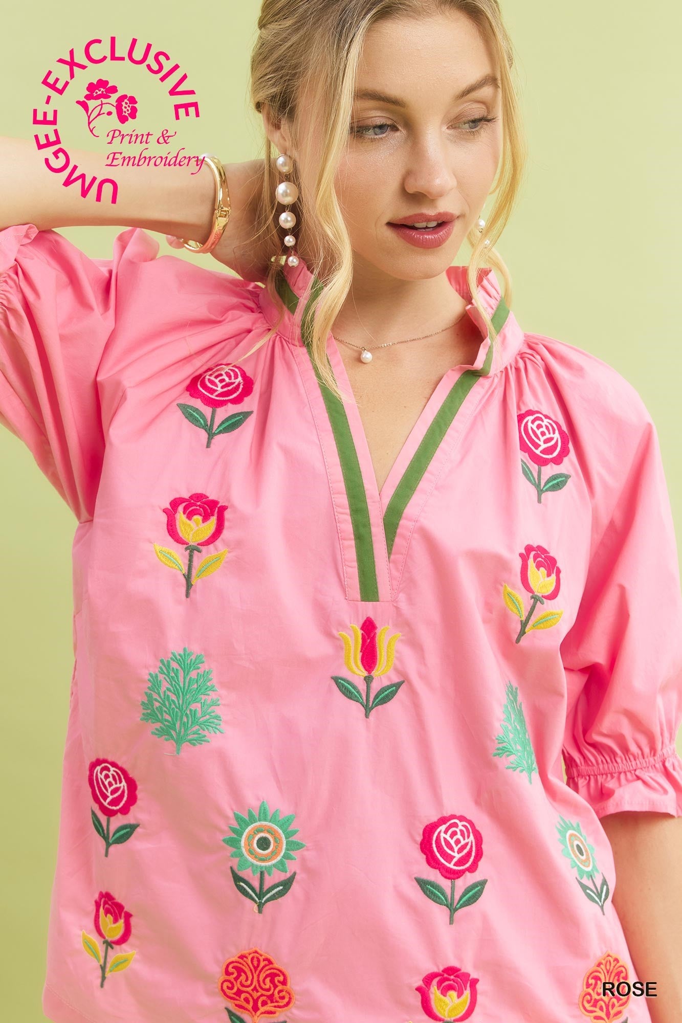 EMB FLORAL ROSE TOP