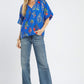 SASSY FLORAL CERULEAN MIX TOP