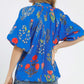 SASSY FLORAL CERULEAN MIX TOP