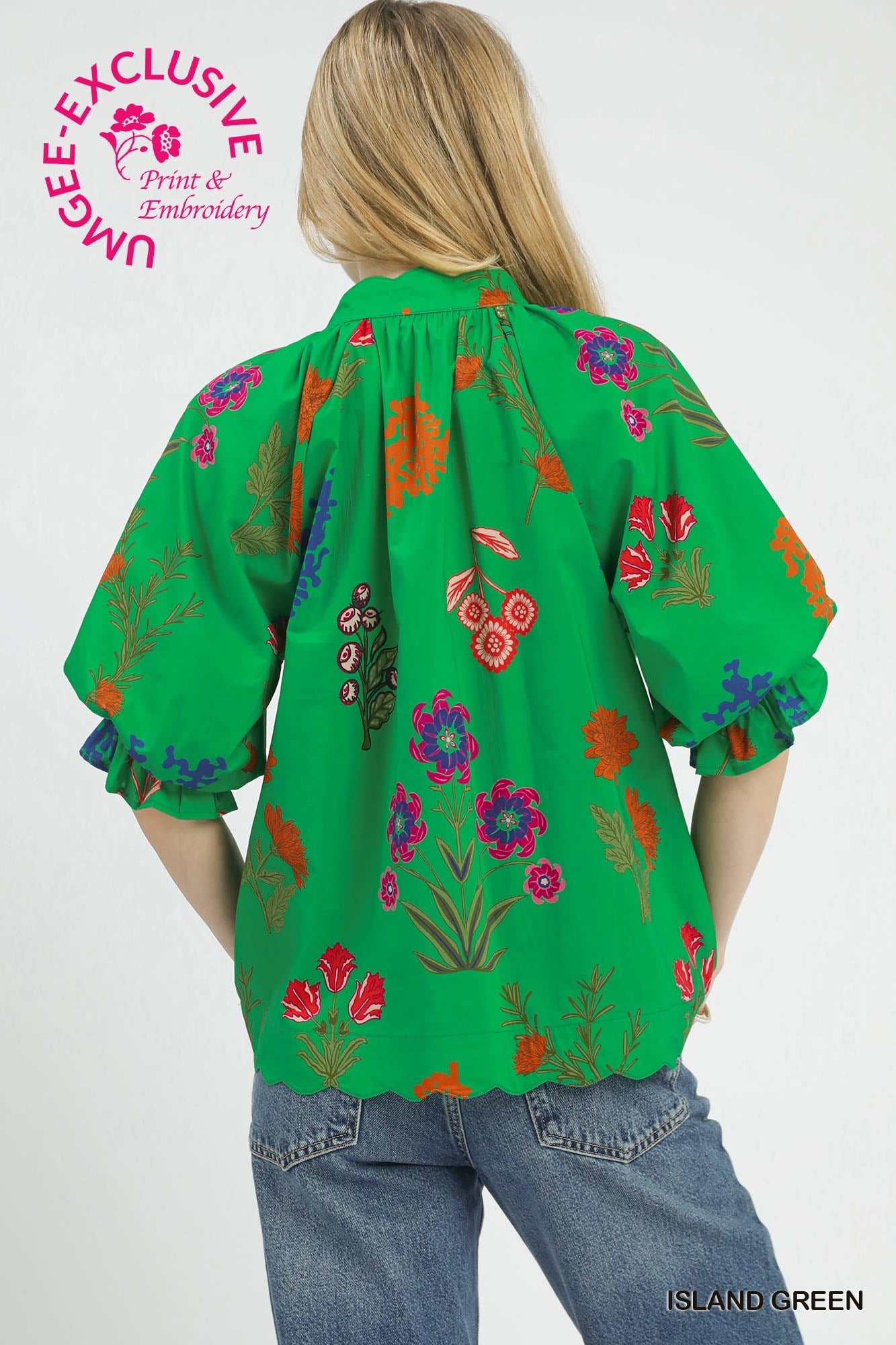 SCALLOP HEM ISLAND GREEN TOP