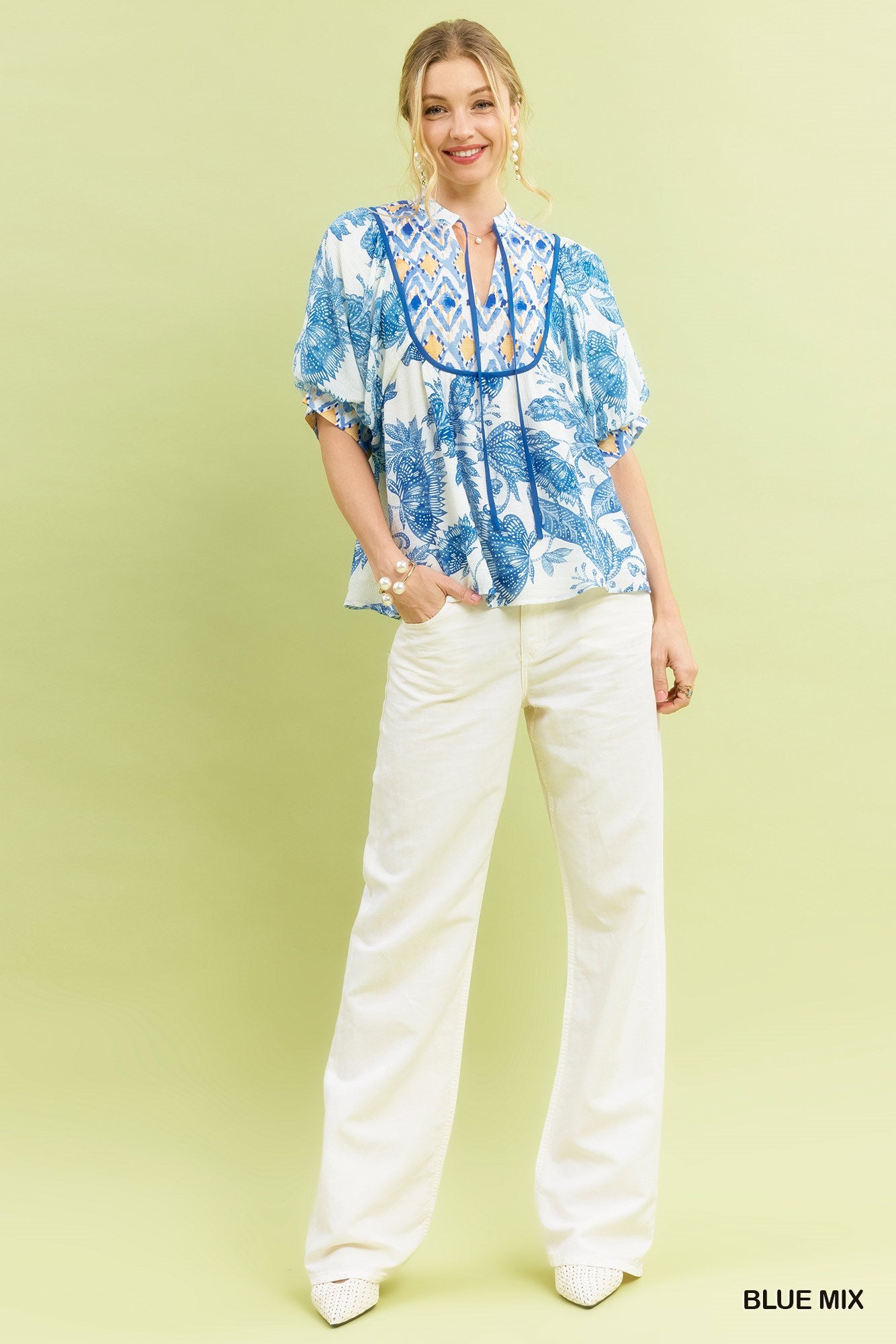 ABSTRACT BLUE MIX TOP