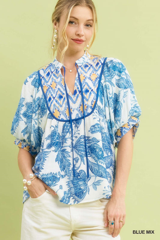 ABSTRACT BLUE MIX TOP