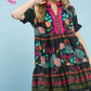 BLACK MIX PRINT MINI DRESS