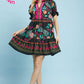 BLACK MIX PRINT MINI DRESS