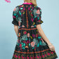 BLACK MIX PRINT MINI DRESS