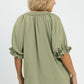 SOLID COLLAR V-NECK SAGE TOP