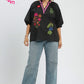 EMB FLORAL VNECK BLACK TOP