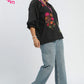 EMB FLORAL VNECK BLACK TOP