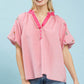 STRIPED EMB PINK TOP