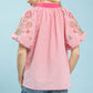 STRIPED EMB PINK TOP