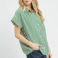 STRIPED KELLY GREEN BUTTON-DOWN TOP